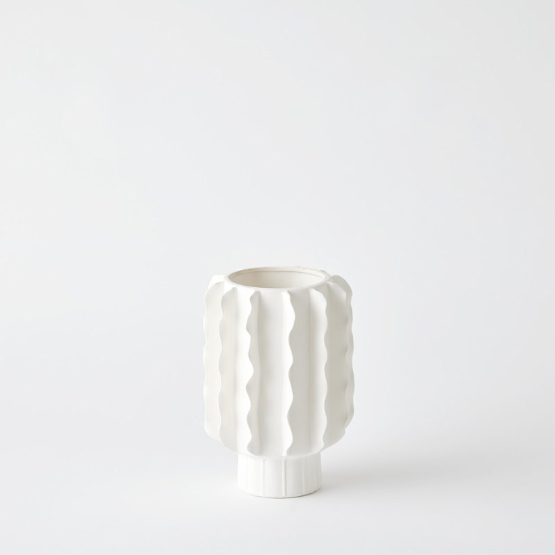 Frilled Bowl-Matte White, 10.25" H x 7" W x 7" D