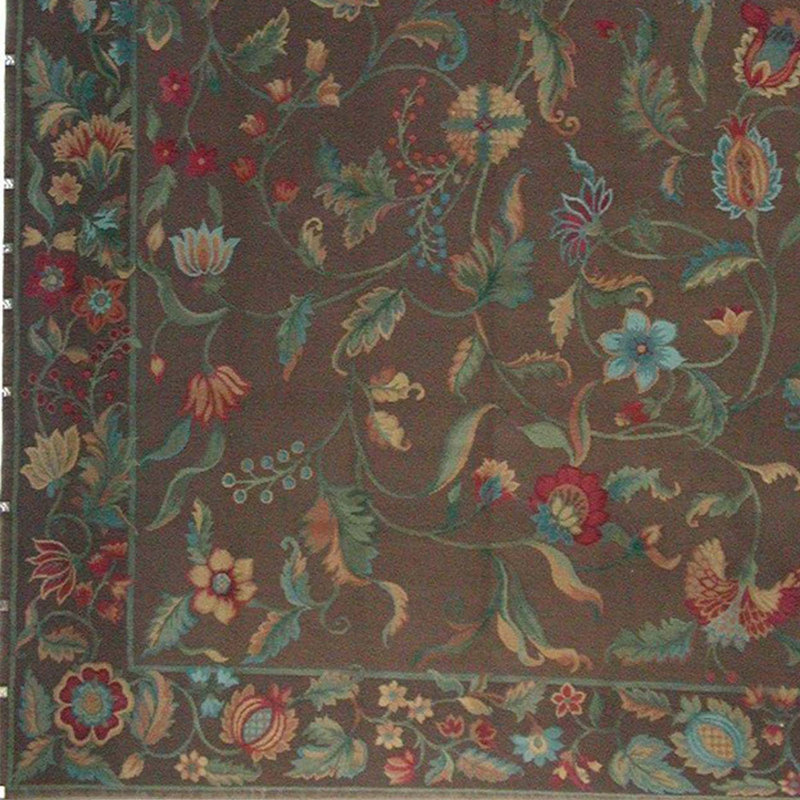 Hand-Knotted High-Quality Brown and Brown Area Rug, Rectangle 7'11" x 10'