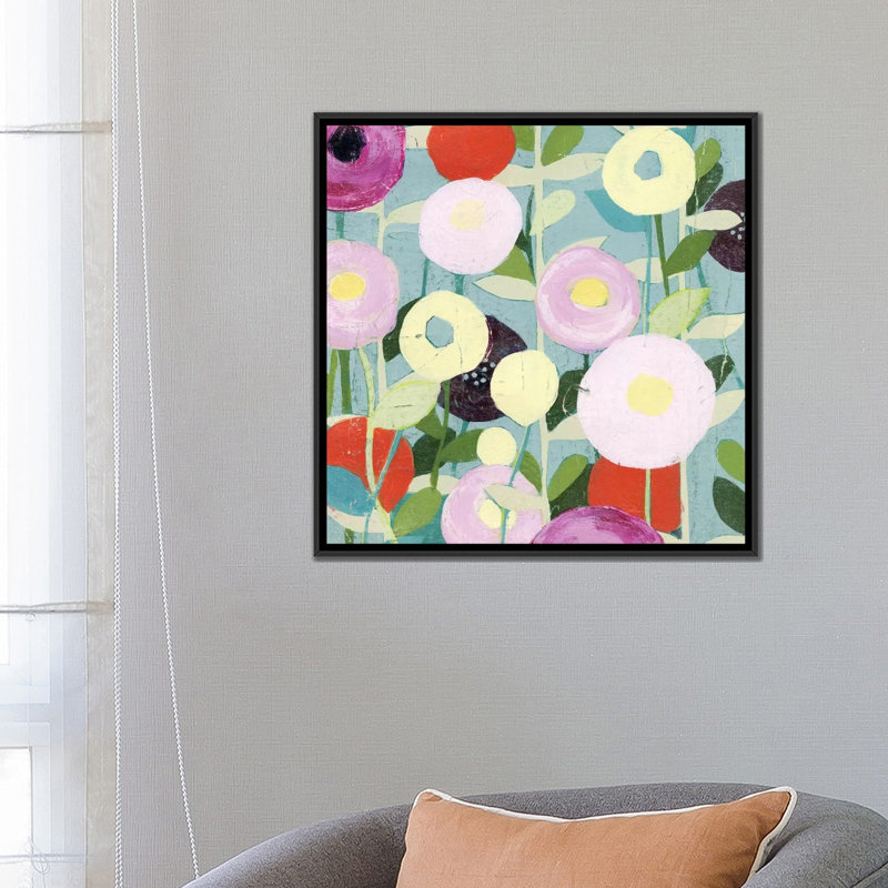 «Poppy Strata I», impression sur toile, H 26 po x l 26 po x P 1,5 po, Toile encadrée noire, Pas de tapis