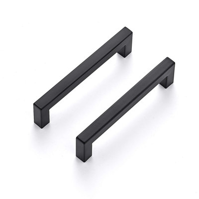 Poignées de tiroir d'armoire carrées noires mates, 5 po, paquet de 30 vis incluses, acier inoxydable, poignée carrée, facile à installer, quincaillerie d'armoire de cuisine, pour armoires, tiroirs, commodes