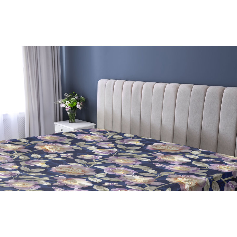 Drap-housse Ambesonne, Drap-housse pour lit simple TG, Mauve, gris, kaki, crépuscule / floral