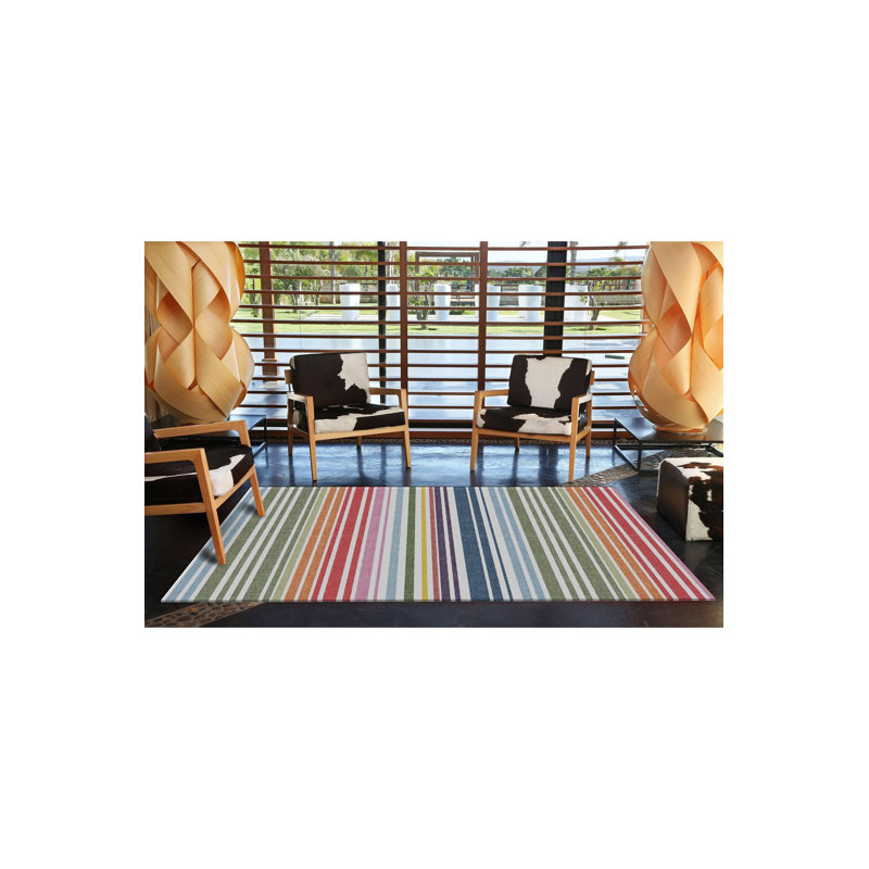 Tapis décoratif multicolore à rayures multicolores lavable à la machine, Sous-tapis rectangulaire de 3 pi 3 po x 4 pi 11 po