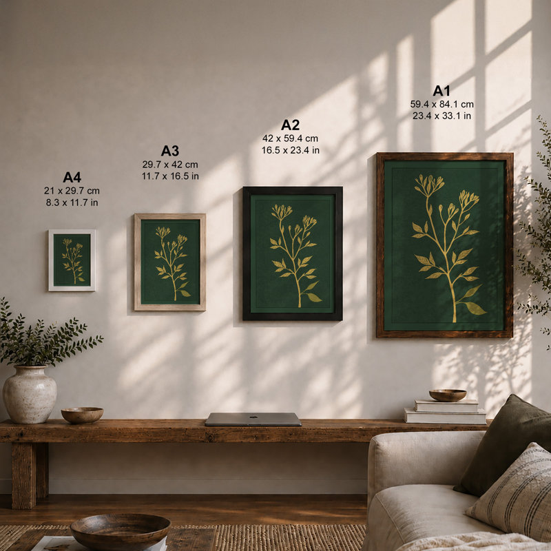 Gilded Botanica Botanical - Framed Print, A4 - 29.7 x 21.0 cm, White
