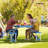 4 Ft Camping Picnic Table Set With 4 Seats With Umbrella Hole Folding Lightweight Suitcase Card Table-220 Lbs Support Aluminum Frame, Plastic RV Tabletop For Barbecue,Travel,Outing,Gathering