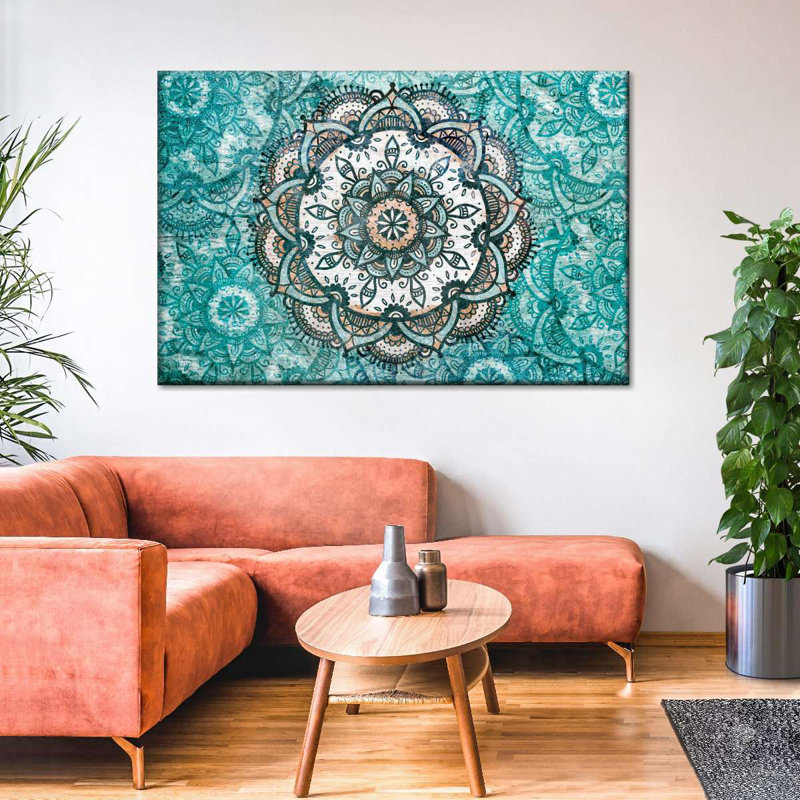 Impression sur toile symbole turquoise, H 34 po x l 51 po x P 1,25 po