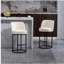 Ensemble de 2 tabourets de bar à hauteur de comptoir, tabourets de bar moderne avec dossier, tabourets de bar rembourrés en lin pour îlot de cuisine