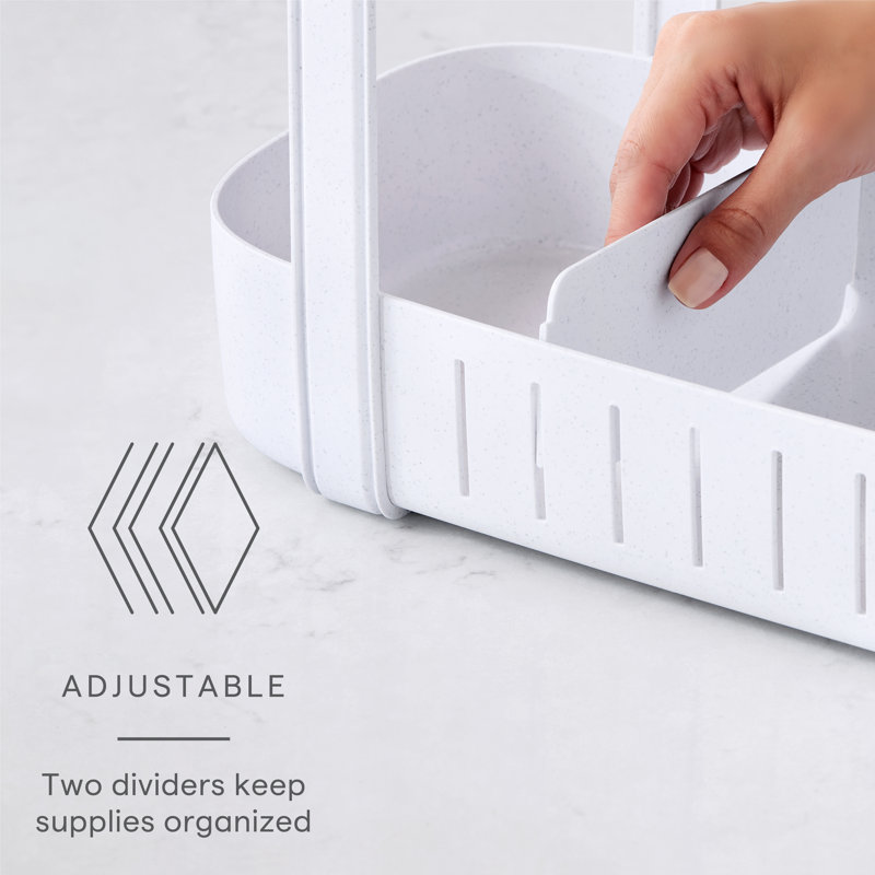 Speckled White Plastic 2-Tier Sink Cleaning Caddy
