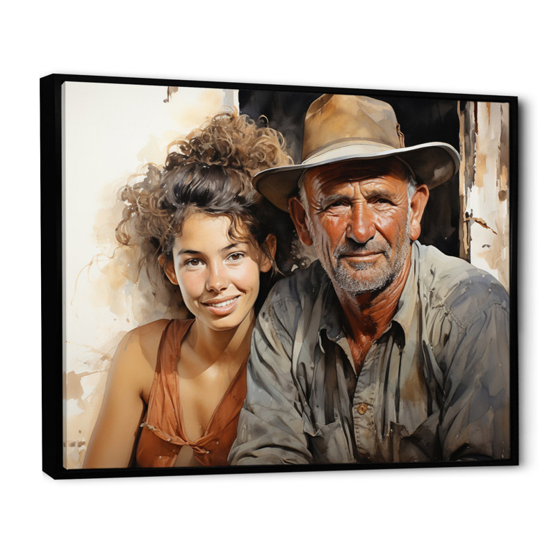Cuban Familly Portrait - People Wall Decor, H 16 po x l 32 po x P 1 po, Cadre flottant noir