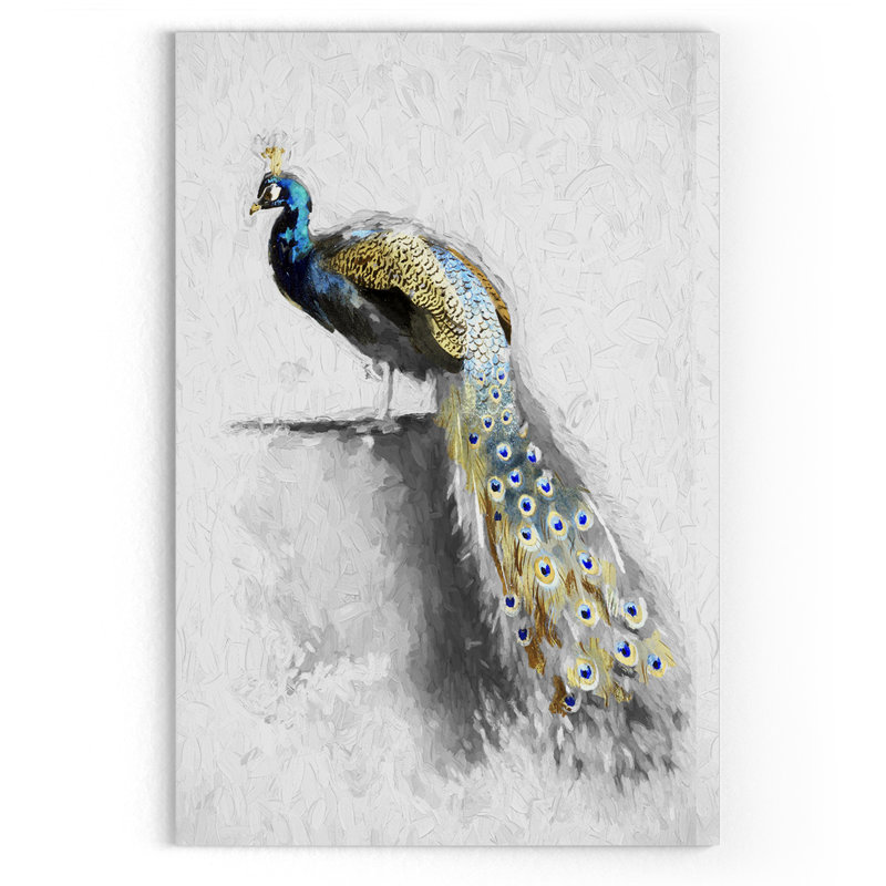 «Golden Blue Peacock Feather II», reproduction sur toile, H 18 po x l 27 po x P 1,5 po