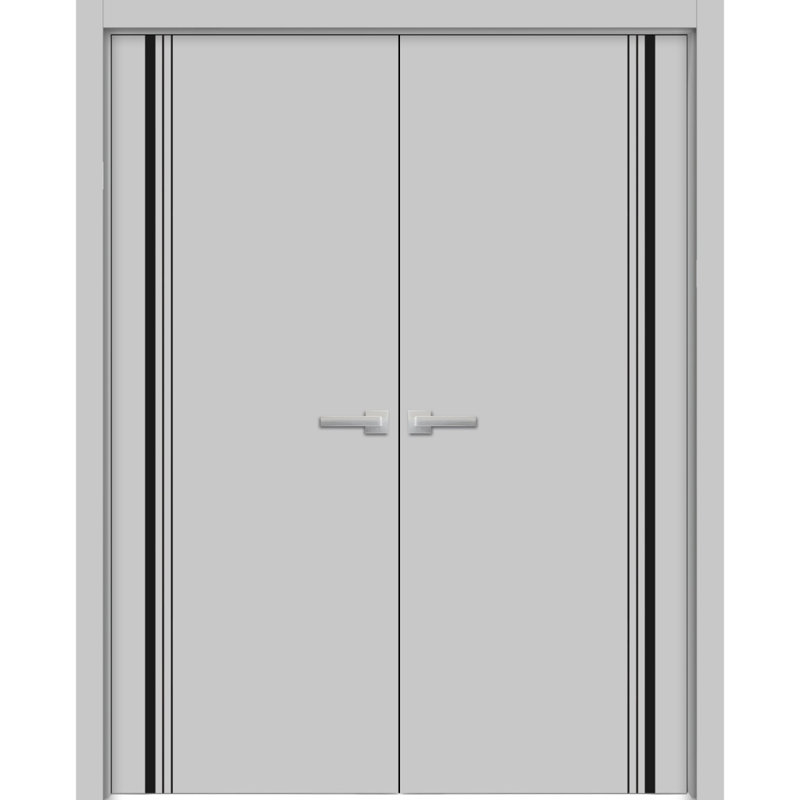Portes françaises en bois massif massif, Gris mat, 36 po x 80 po
