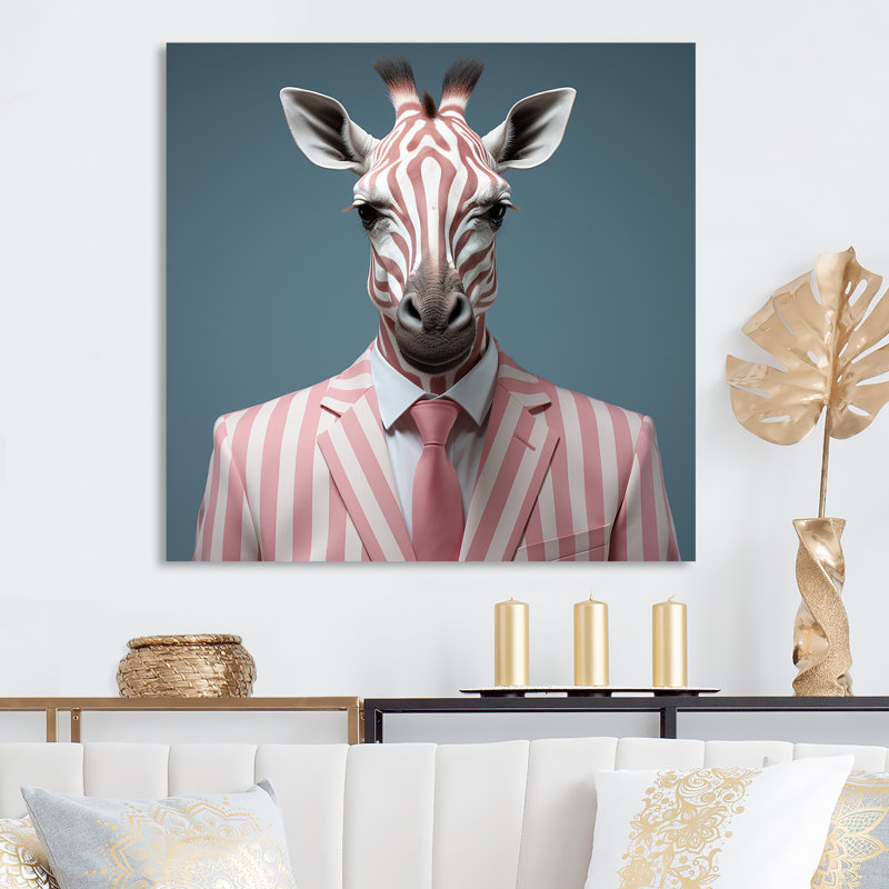 Élégance de mode girafe rose et blanche, H 16 po x l 16 po