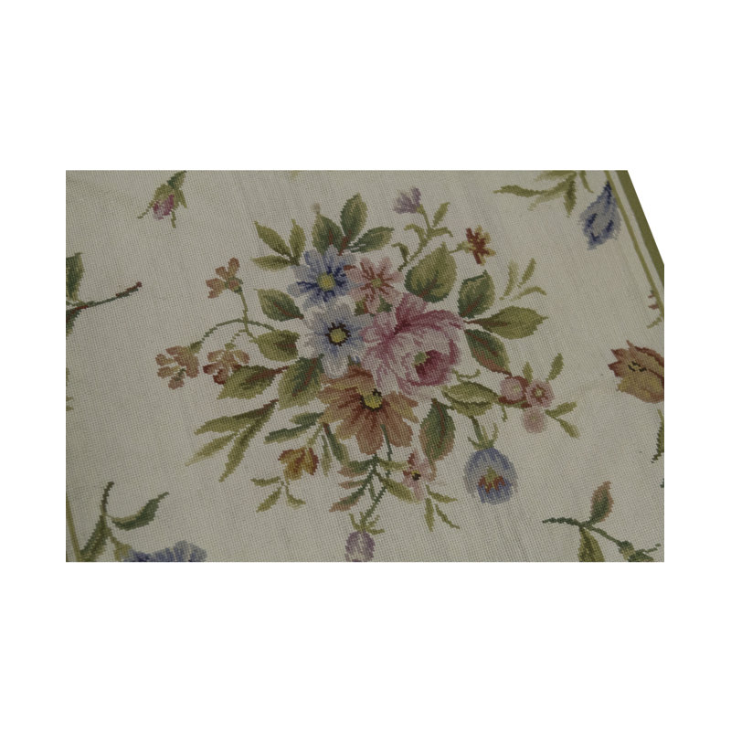 Tapis taupe, vert et rose noué à la main de haute qualité
