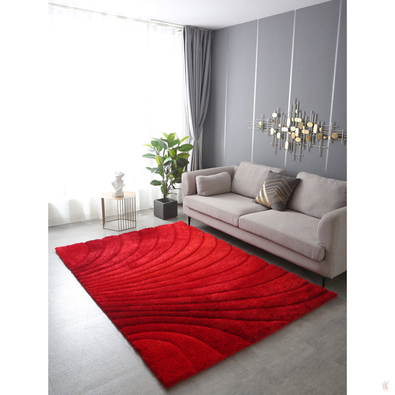 Tapis 3D à poils longs touffeté à la main, Rectangle 2 pi x 3 pi
