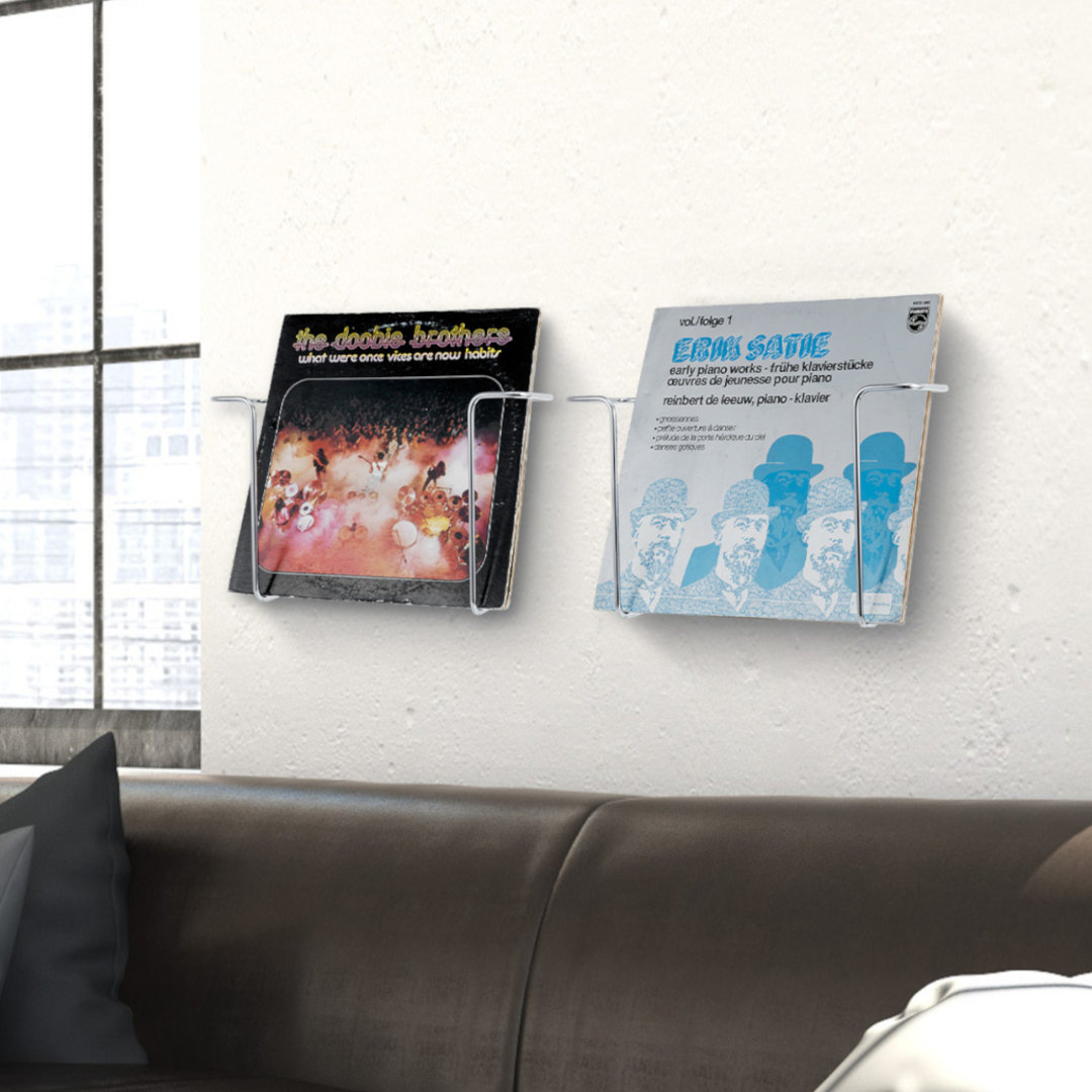 2 Piece Wall Silver Vinyl Record Storage Rack (Set of 2) Rebrilliant