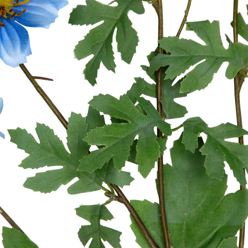 Artificial Floral Cosmos Sprays- 33" - Set Of 6, Baby Blue/Royal/Green/Brown