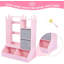 Kids Dress Up Wardrobe with Light & Mirror – Wooden Armoire Closet with Open Hanging Rack, Storage Bins & Side Hooks – Organizer Bedroom, Playroom – Pink