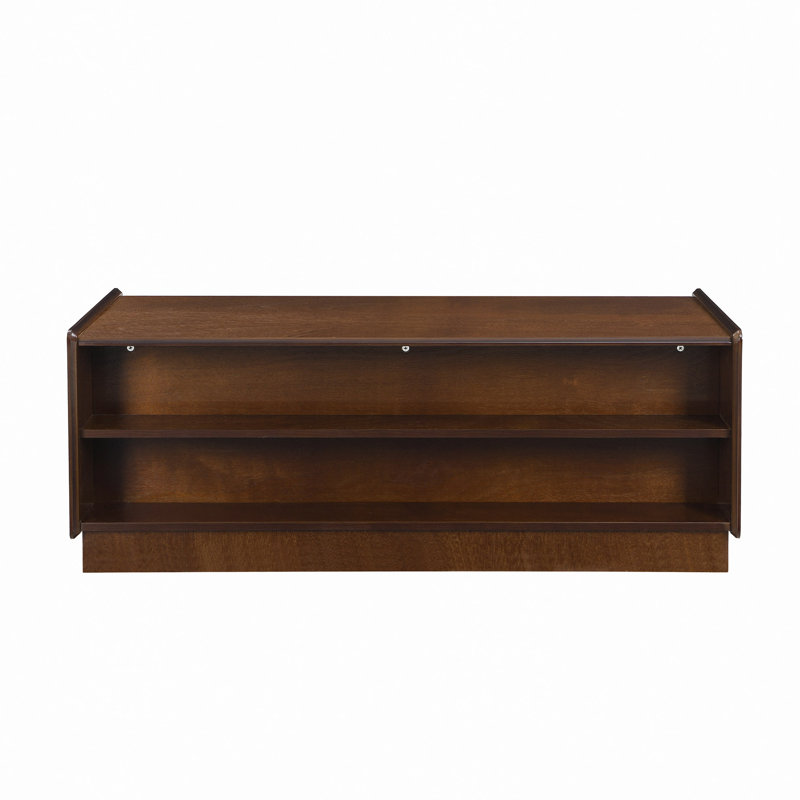 Rectangle Coffee Table With 4 Drawers And 2 Display Shelves, 47.2" Wood Coffee Table With Fluted Style, Tempered Glass For Living Room