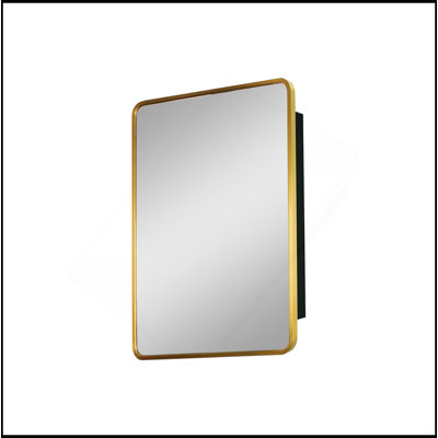 Sophisticated 20*28 Inch Gold Metal Framed Wall Mount Or Recessed Bathroom Medicine Cabinet With Mirror
