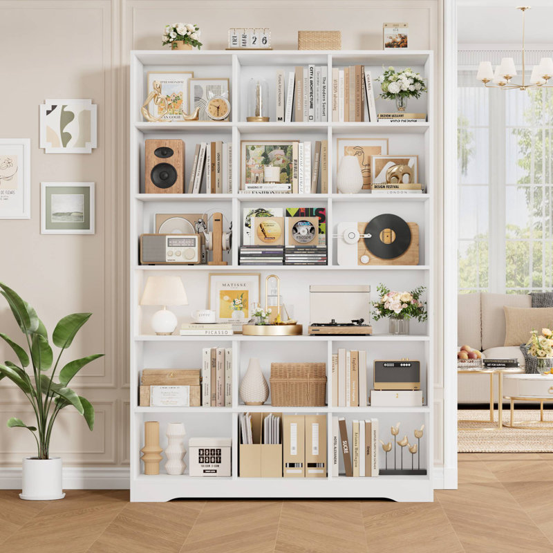 76.1''H 6-Tier Standard Bookcase, Cube Bookcase, White