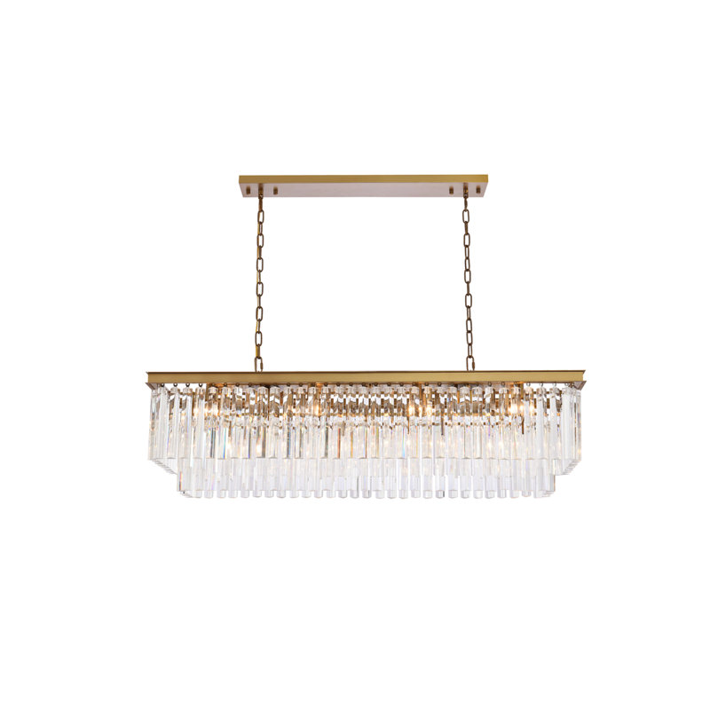Lustre linéaire en cristal 12 lumières Dahlonega, H 18 po x l 50 po x P 14 po