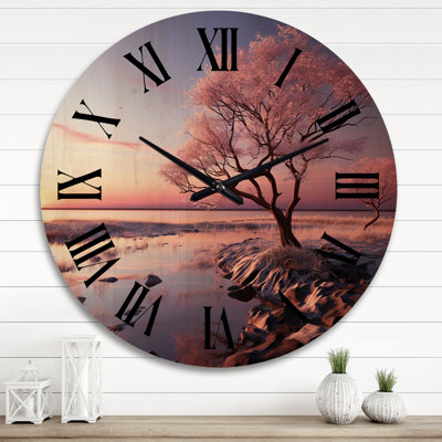 Horloge murale en bois rose