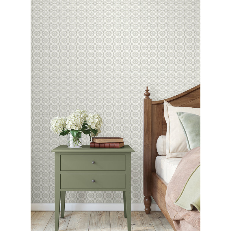 Priti Grey Floral Grid Wallpaper, Gray