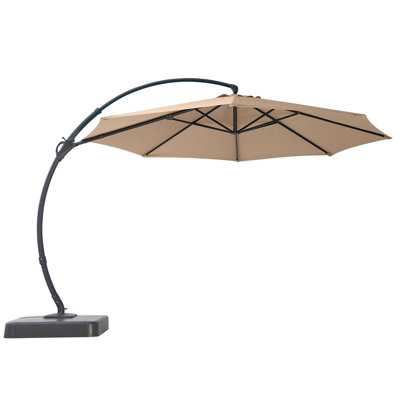  Yardgrace 10Ft Offset Patio Umbrella with Base, 360° Rotation & Adjustable Tilt, UV & Water-Resistant