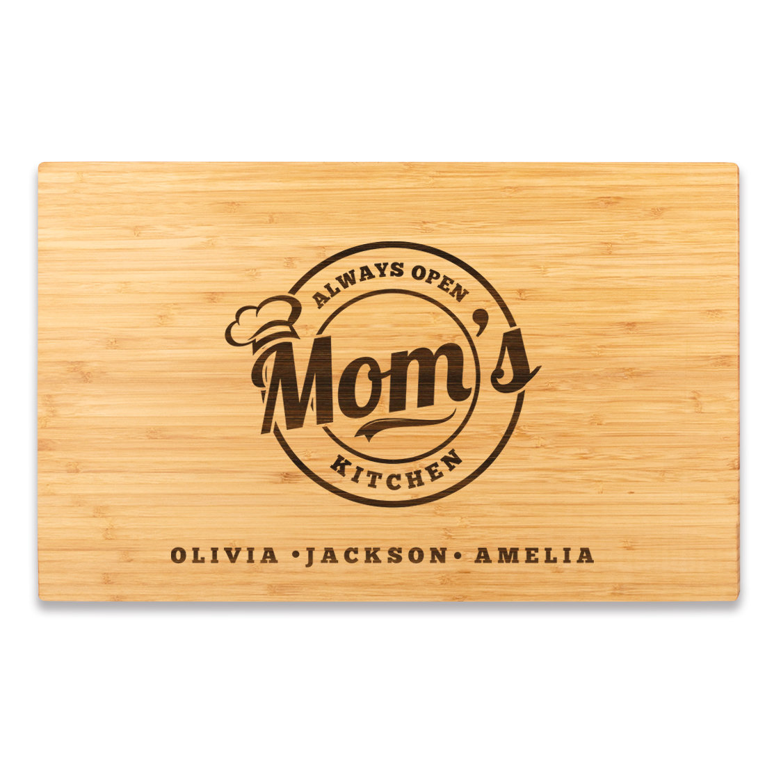Large Custom Mother's Day Cutting Board, Set of 1, Always Open, Mom's Kitchen | Andaz Press