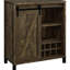 Bar style avec porte coulissante en placage de chêne rustique, capacité de huit bouteilles et rangement pour le vin