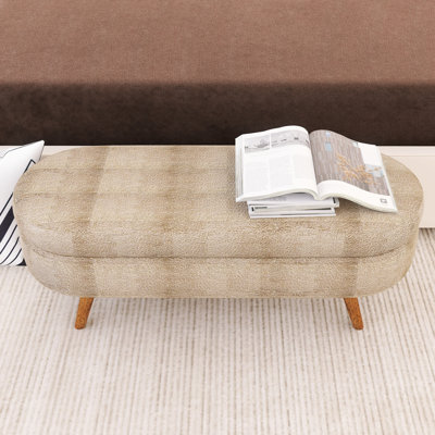 Oval Storage Bench With Wood Legs