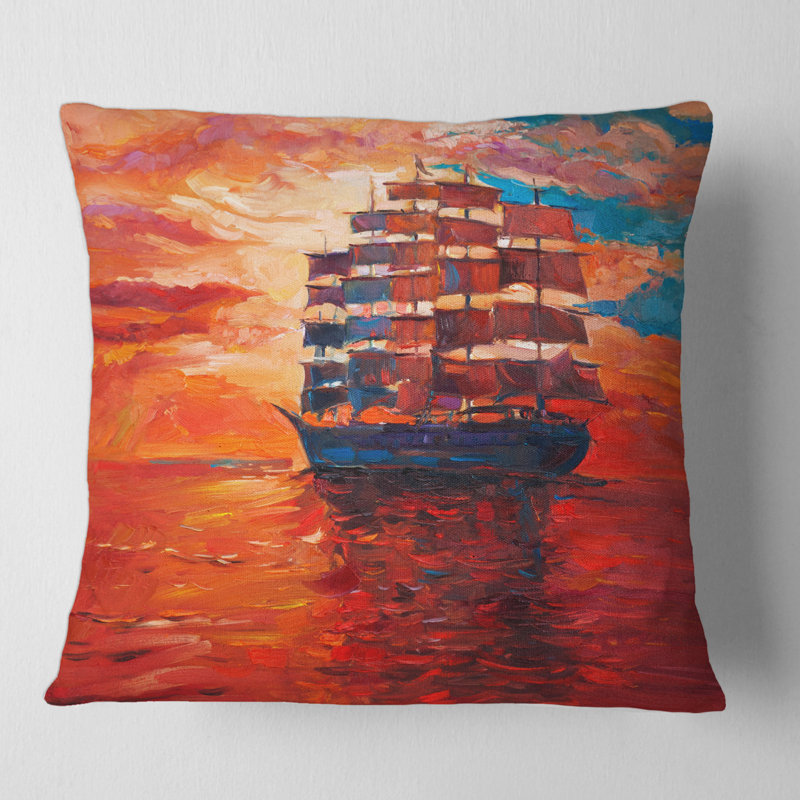 Housse et insert de coussin carré Frigat Pendant Evening Glow on the Ocean Horizon, 16" x 16"