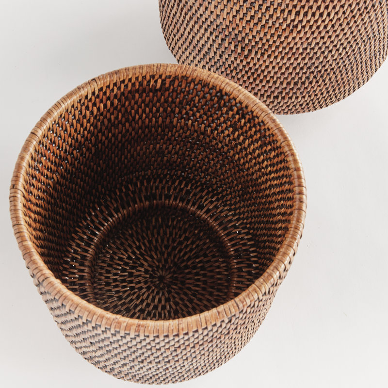BURMA RATTAN CACHEPOTS LARGE, Brown