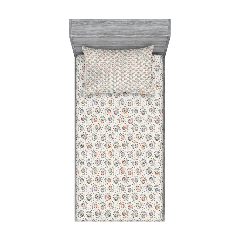 Microfiber Geometric Sheet Set, Twin XL Sheet Set with Fitted Sheet