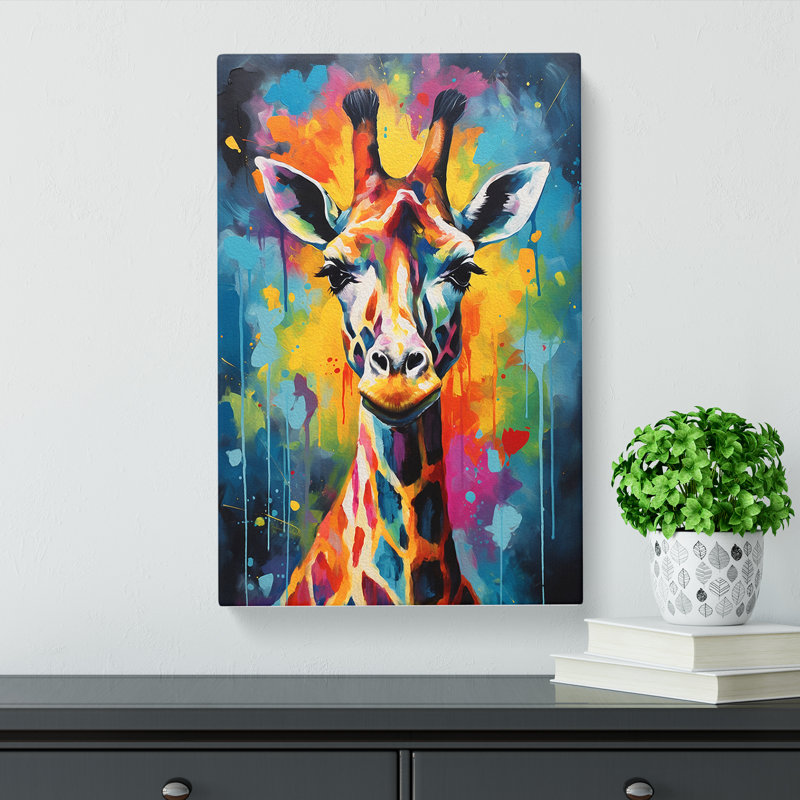 Giraffe Gestural - Wrapped Canvas