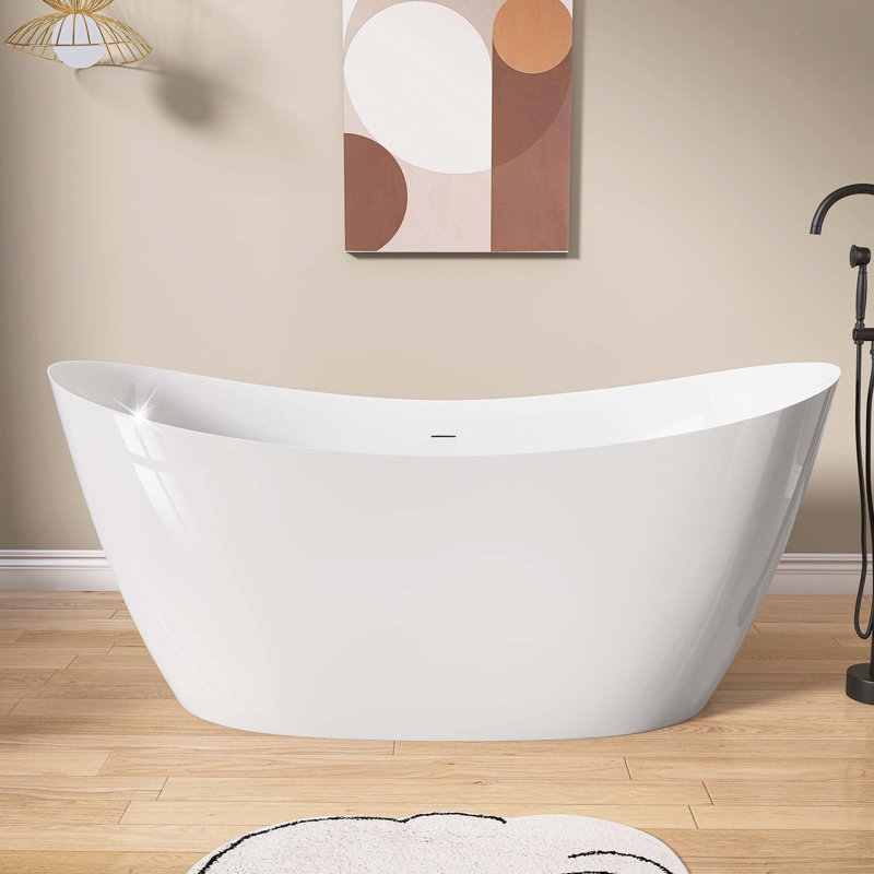 66" X 32" Freestanding Soaking Acrylic Bathtub