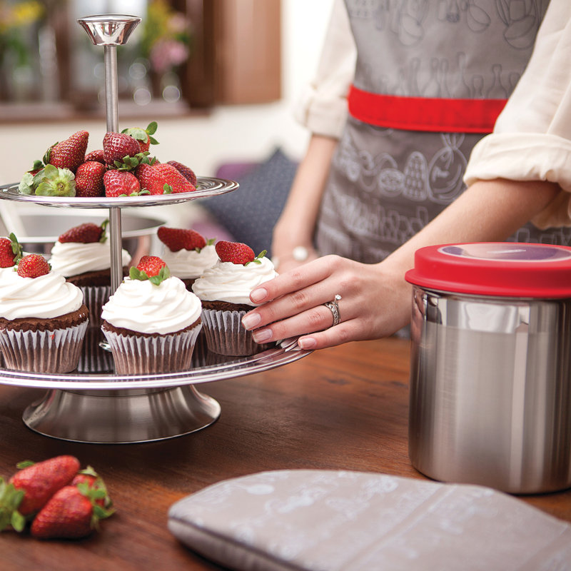 4 Piece Kitchen Canister Set, Red