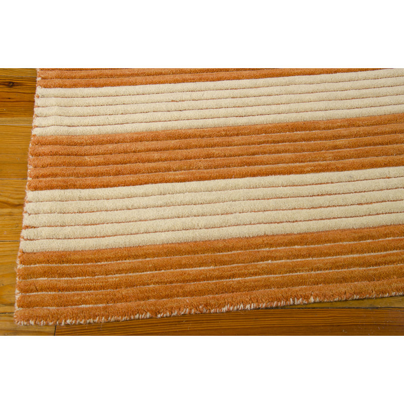 Ripple Wool Striped Area Rug in Pumpkin, Runner 2'3" x 8'