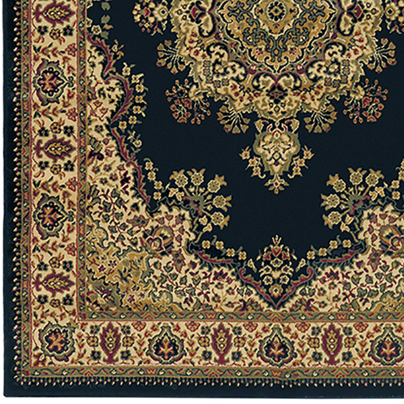 Columbus Black Traditional Oriental Medallion Area Rug, Rectangle 7'9" x 11'