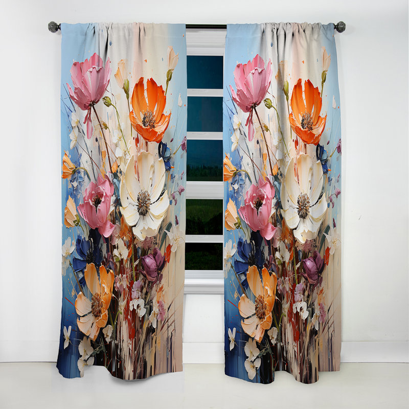 Ensemble de rideaux occultant 1 panneaux multicolores I - Bouquets assortis, L 52 po x L 84 po