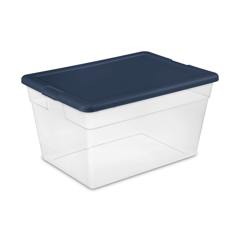 Sterilite Stackable 56 Qt Storage Tote Organizing Containers With Lid, (24 Pack), Navy