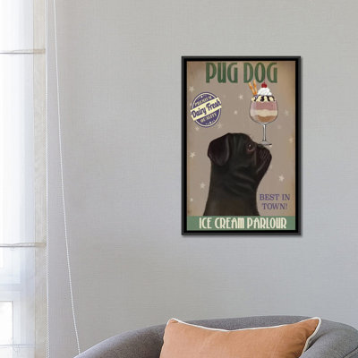 Impression sur toile tendue Fab Funky «Pug Ice Cream»