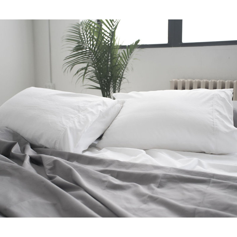 Taie d'oreiller en satin de coton 500 fils, Très grand, Blanc