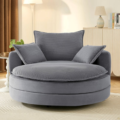 Fauteuil d'appoint demi-tonneau pivotant à 360 ° Fauteuil demi-tonneau pivotant de 57,5 po avec coussin double et 3 coussins amovibles