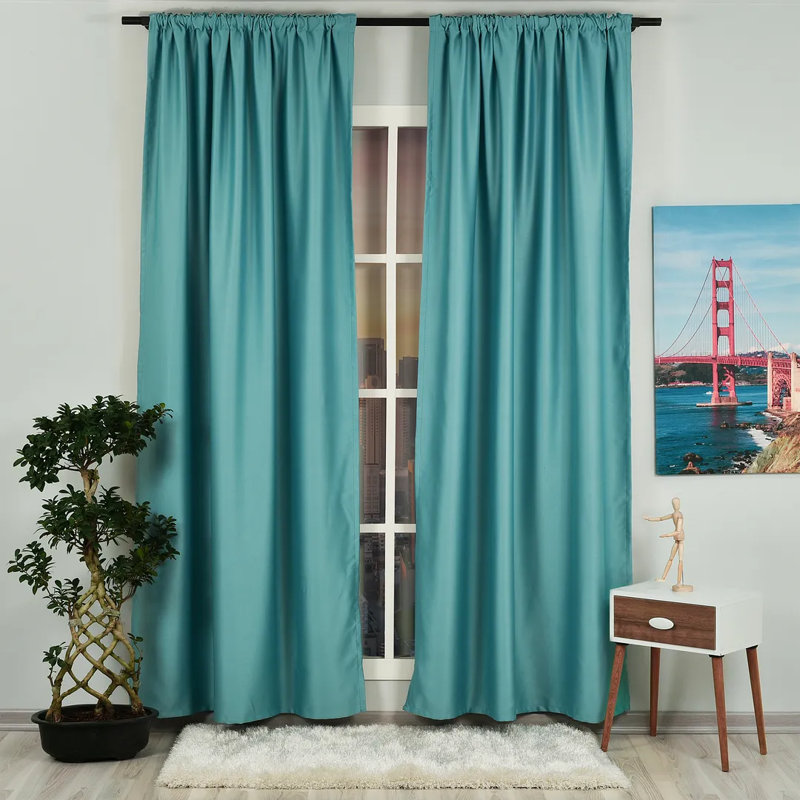 Panneau de rideau simple obscurcissant extra large et très long fait sur mesure, L 52 po x L 300 po, Vert lac