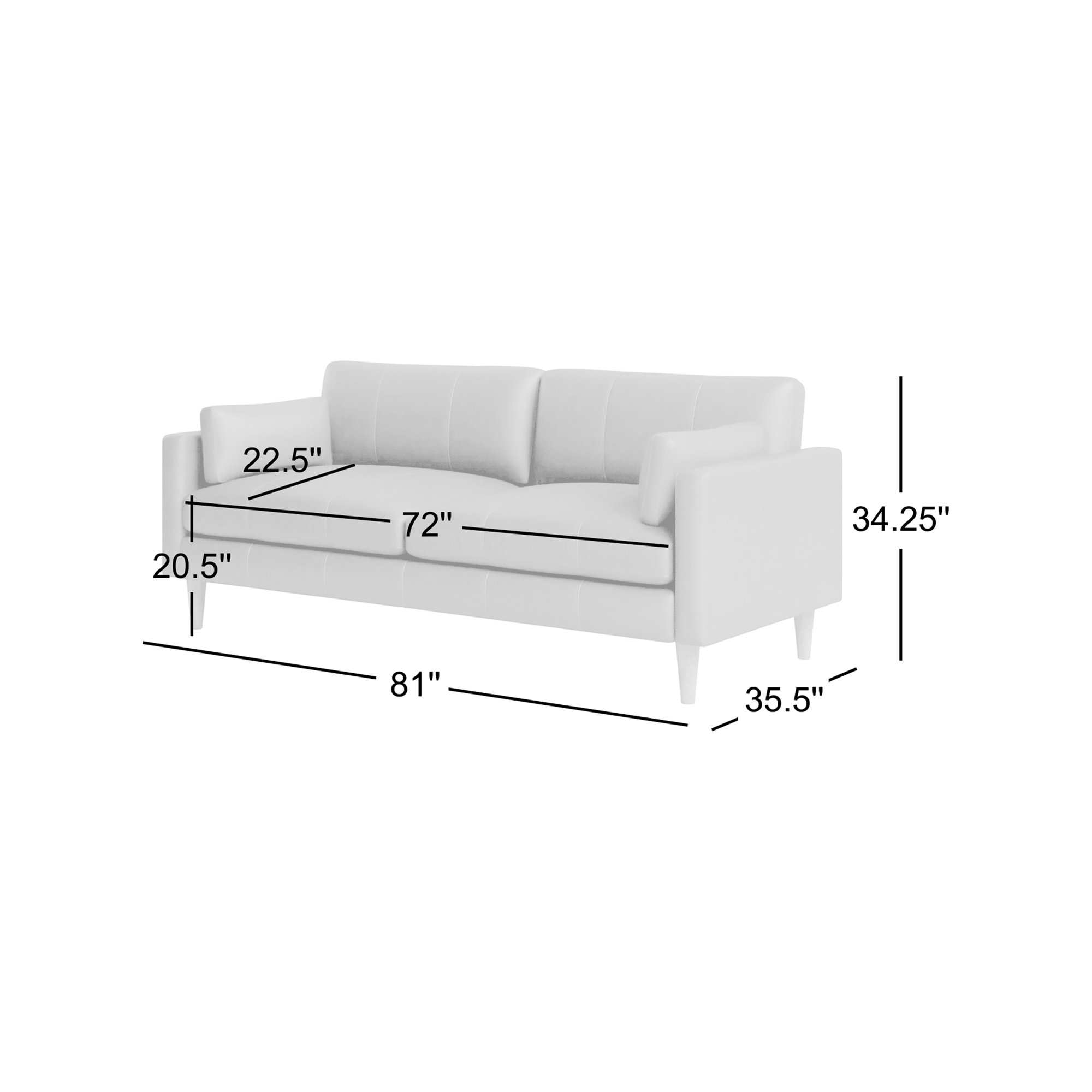 Viveros 81" Leather Sofa, Espresso, Dark Brown Genuine Leather