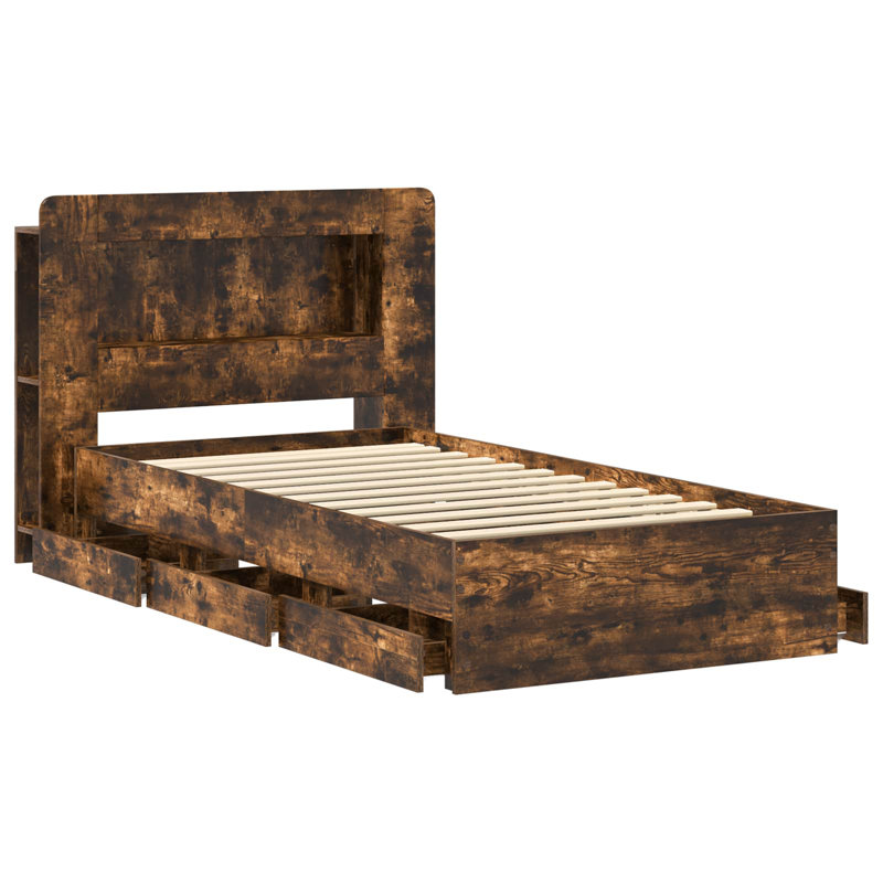 Bed Frame, 100 x 200 cm, Smoked Oak