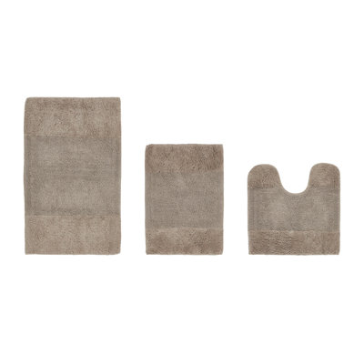 Merkle Premium 100% Cotton 2155 GSM 3-Piece Bath Rug Set, OEKO-TEX® Certified, Non-Slip Spray Latex Backing, Plush Tufted, Super Absorbent, Machine Washable Bathroom Rugs for Bathroom, Shower & Tub, Beige