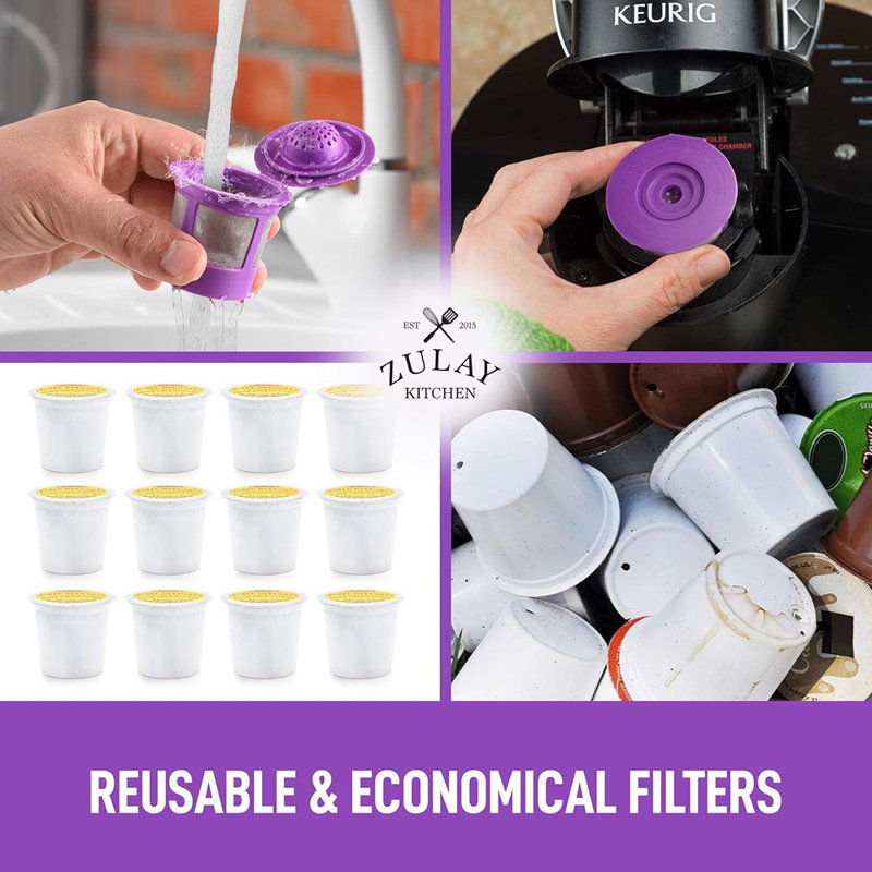 Zulay Kitchen 4 Pack Coffee Pod Filters Stainless Steel Reusable Refillable for Keurig Coffee Makers