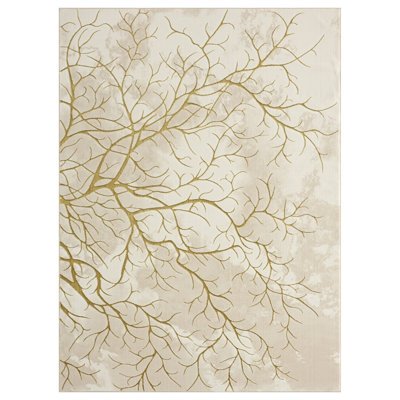 Tapis abstrait beige / doré Ksamil