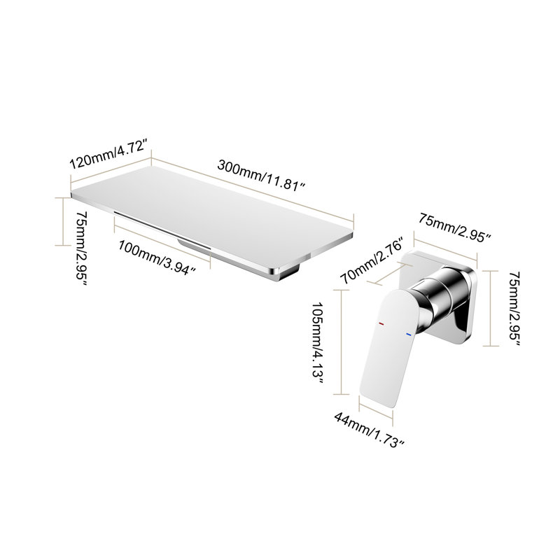 Lavabo pour salle de bain Waterfall, Argent